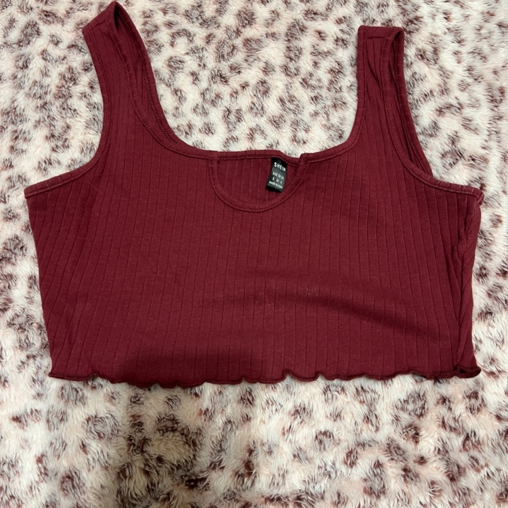 Women's Burgundy Ribbed Crop Top